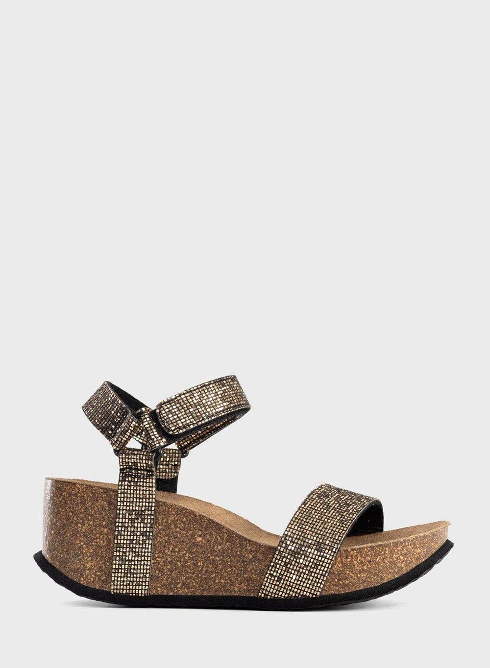 Sines Bronze Multi Strap Wedge Sandals - Image 1