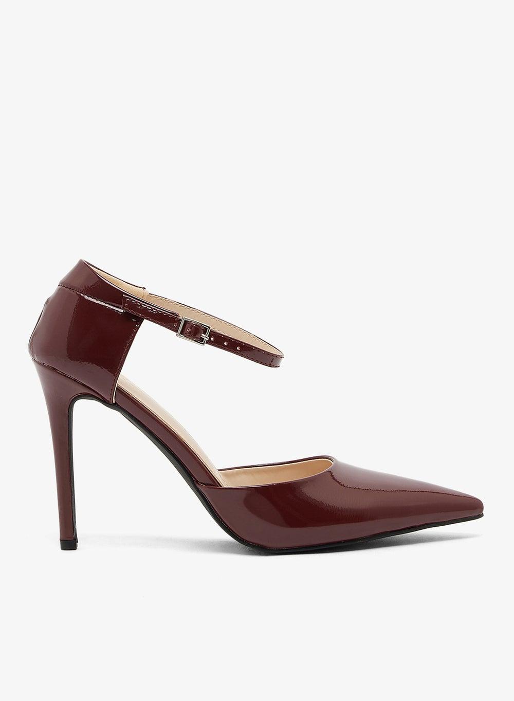 Reeya Burgundy Strap Pumps – Elegance Meets Comfort - Image 1