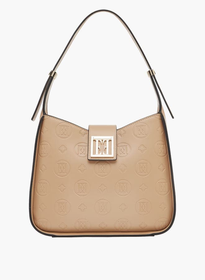 ELLE Monogram Embossed Elegance Shoulder Bag for Women - Image 1
