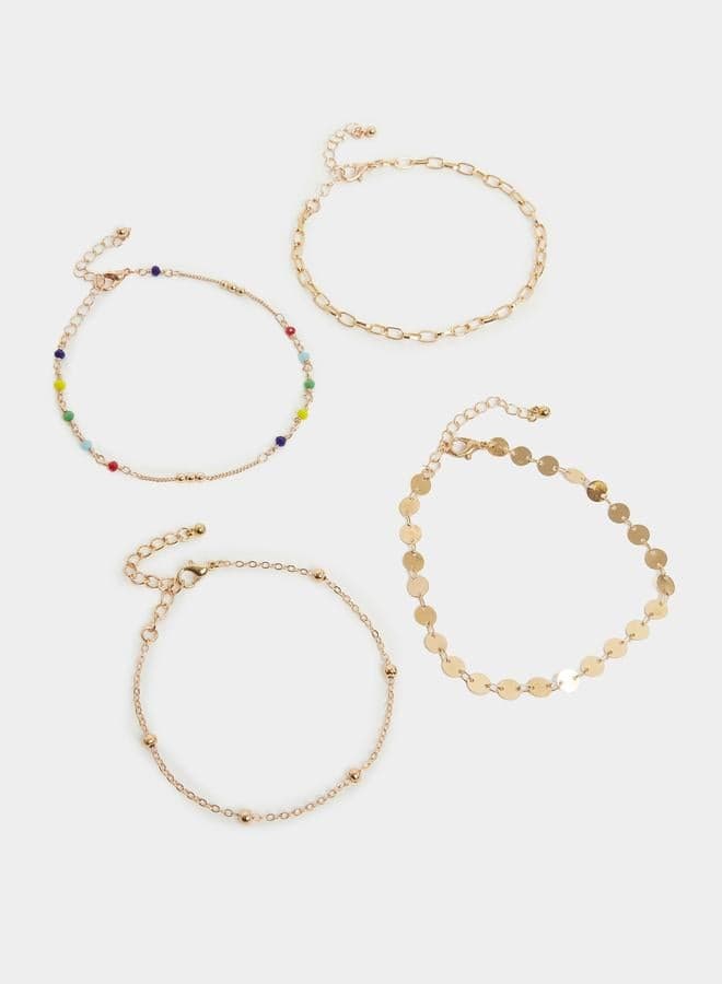 Styli Women's 4-Piece Link Chain Anklet Set with Lobster Clasp - Image 1