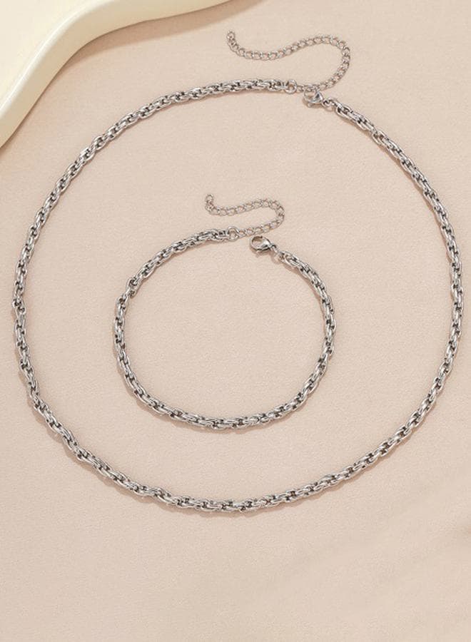 Styli Chic Link Chain Jewelry Set - Bracelet & Necklace - Image 1