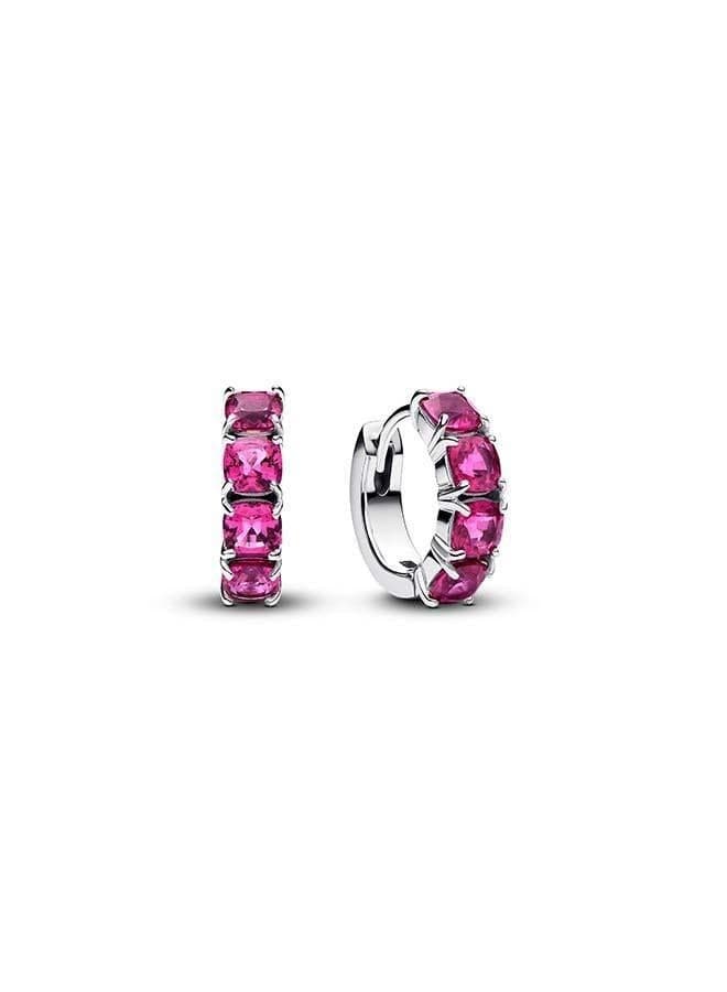 PANDORA Pink Hoop Earrings: 14k Gold-Plated Ripple Design - Image 1
