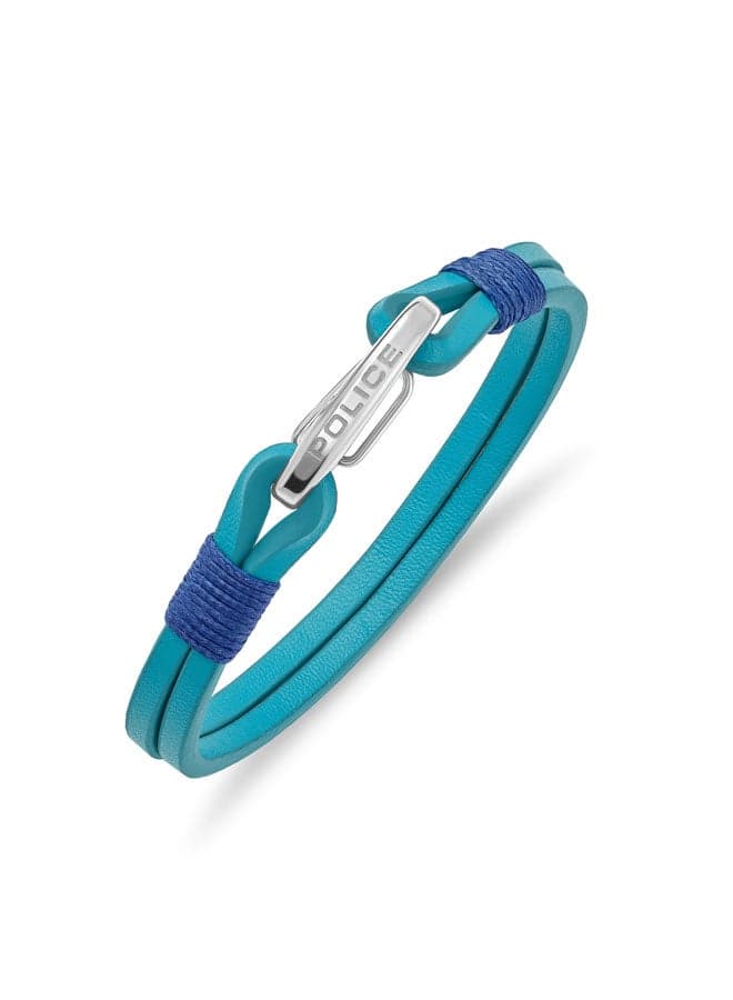 POLICE 180 Wishbone Double Blue Leather Bracelet for Men - Image 1