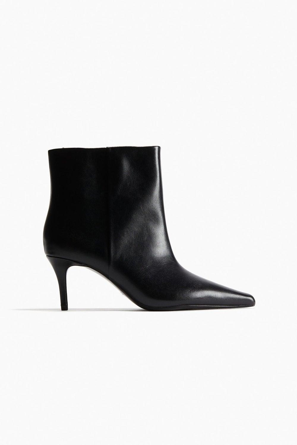 Sleek Pointed Ankle Boots with Covered Heels - Image 1