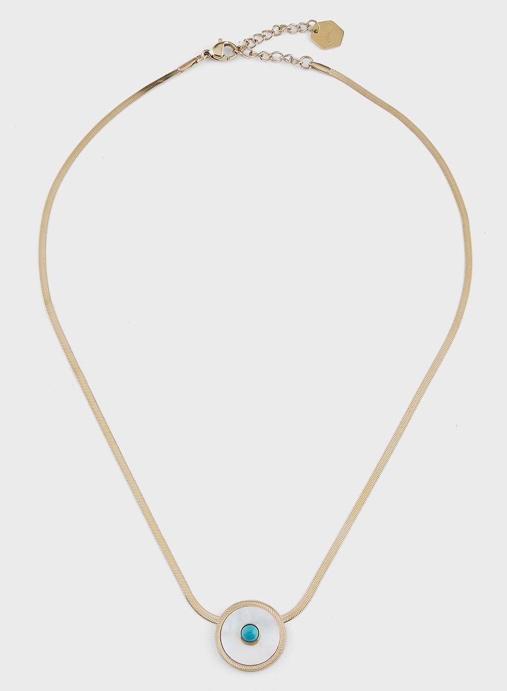Lady Mauve ORA Eye Circle Pendant on Snake Chain - Image 1