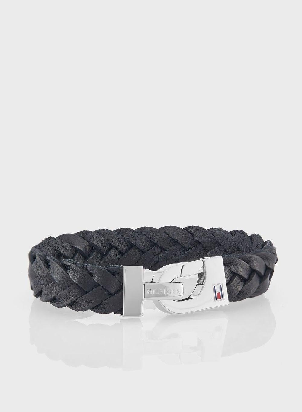 TOMMY HILFIGER Men's Elegant Braided Leather Bracelet - Image 1