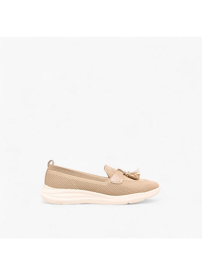 Elegant Beige Tassel Loafers for Women Fdm15 03A - Image 1