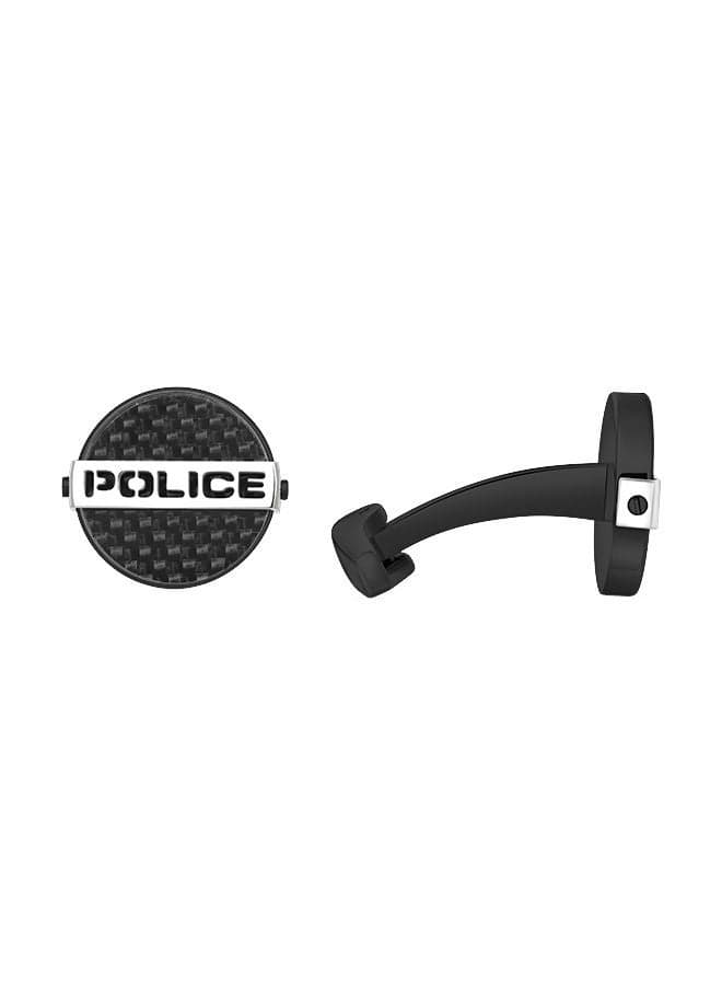 POLICE Black Cut Grey Cufflinks with Carbon Fibre PEAGC0022402 - Image 1