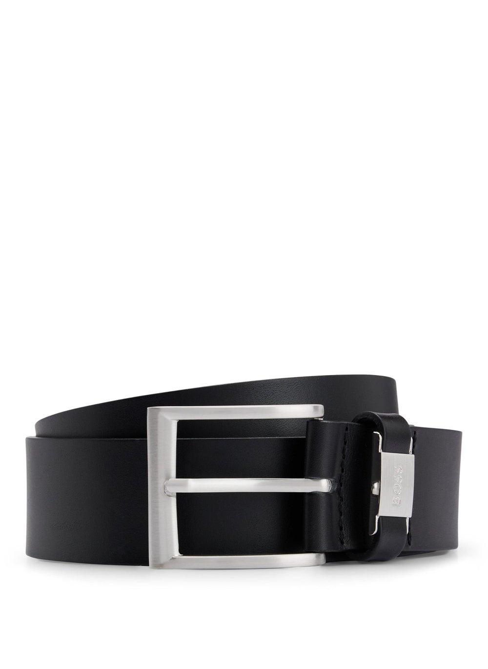 BOSS Refined Italian-Leather Men's Belt with Logo Detail - Image 1