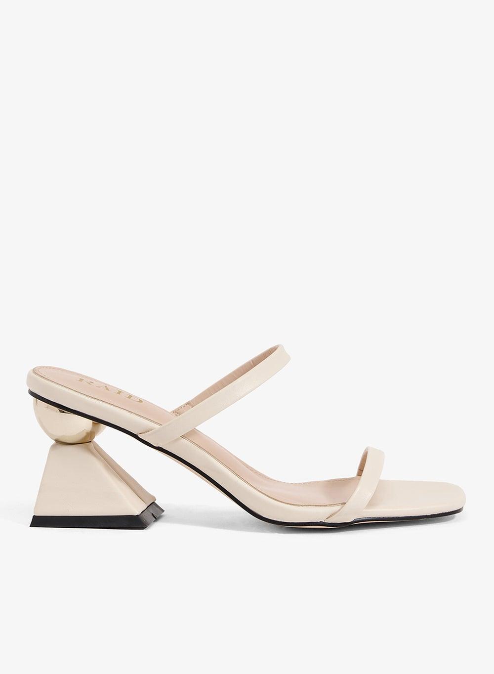 Freda Cream PU Heeled Sandals - Elegant Footwear - Image 1