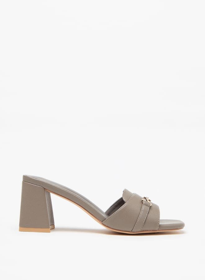 Elegant Grey Textured Heeled Sandals - Gl06231132 - Image 1