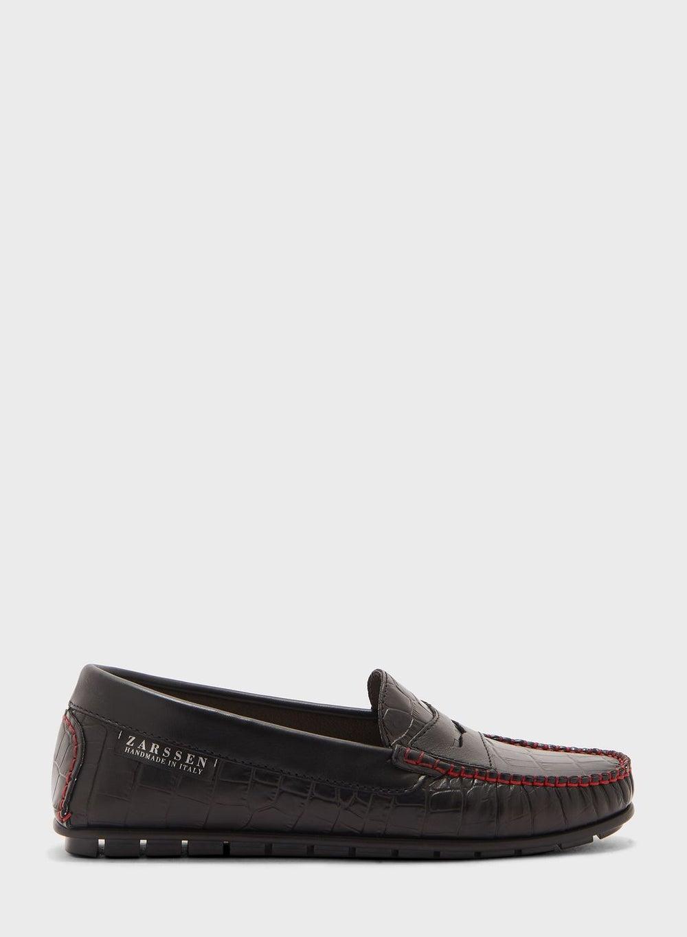 Nero Za Moccasins: Handcrafted Elegance in Croc-Textured Leather - Image 1