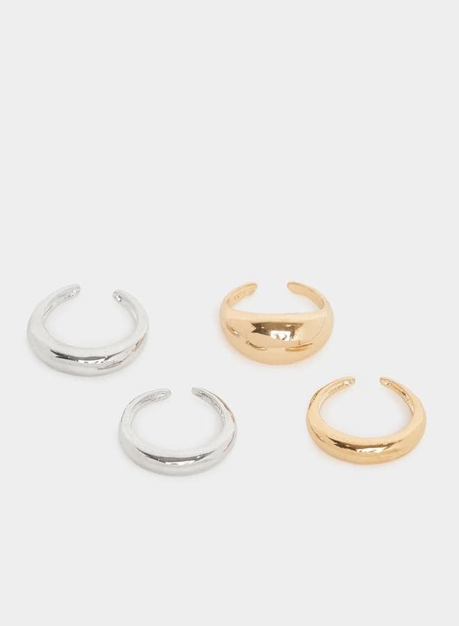 Styli Chic Quartet: Elegant Plain Cuff Rings for Women - Image 1
