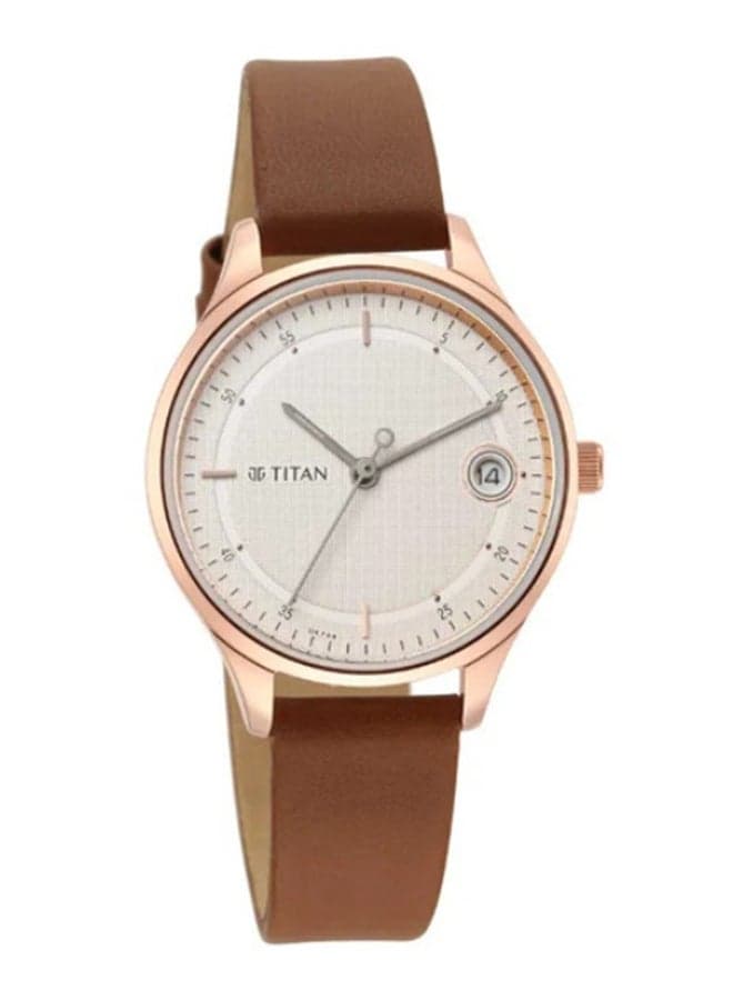 TITAN Elegance Silver Dial Women's Leather Watch - Image 1