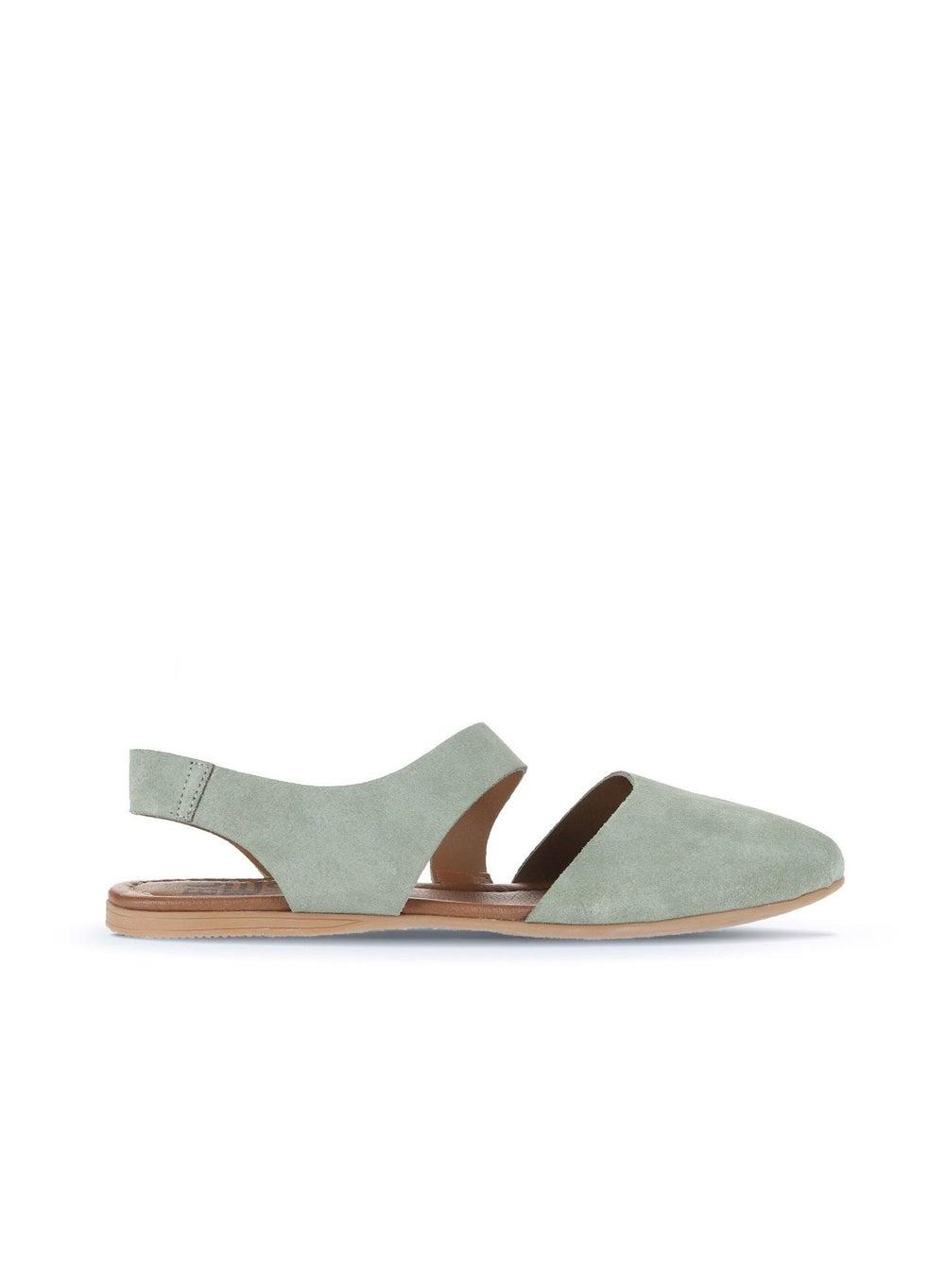 BUENO Soft Green Suede Elegance: Pointed-Toe Flat Sandals - Image 1