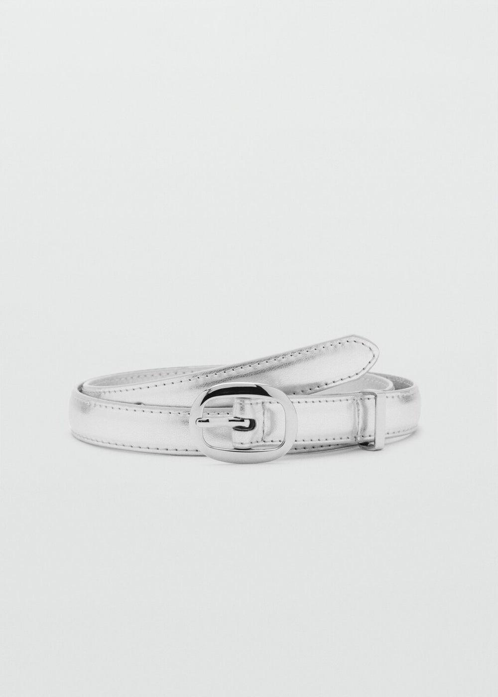 MANGO Women's Oval Buckle Metallic Belt - Image 1