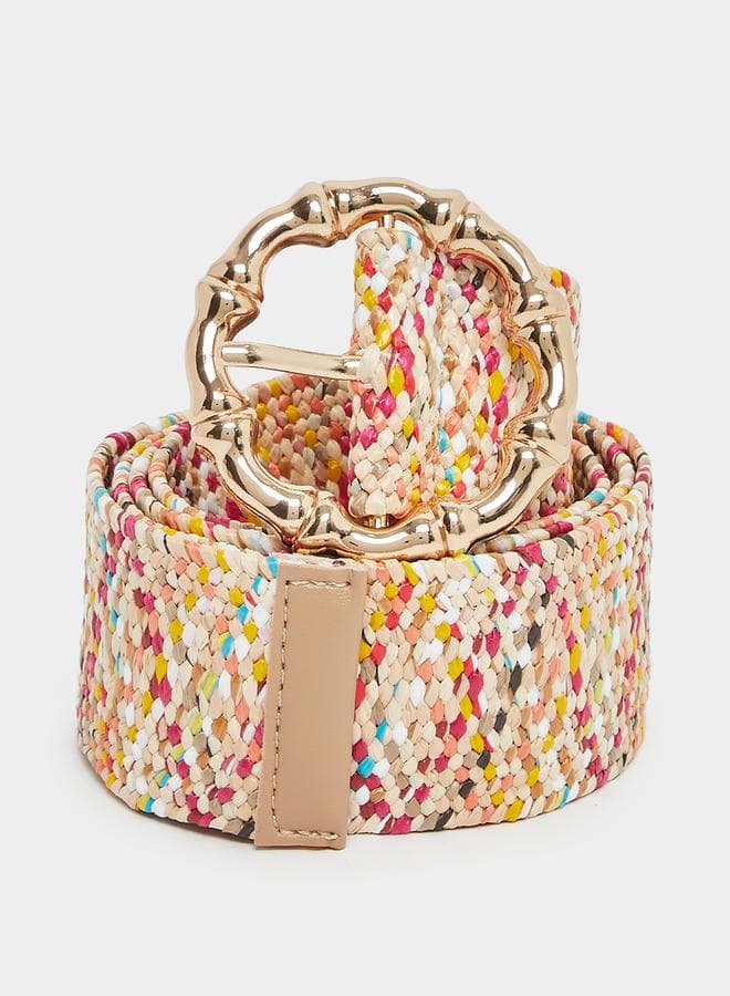 Styli Chic Round Buckle Woven Belt – Elegance for Every Woman - Image 1