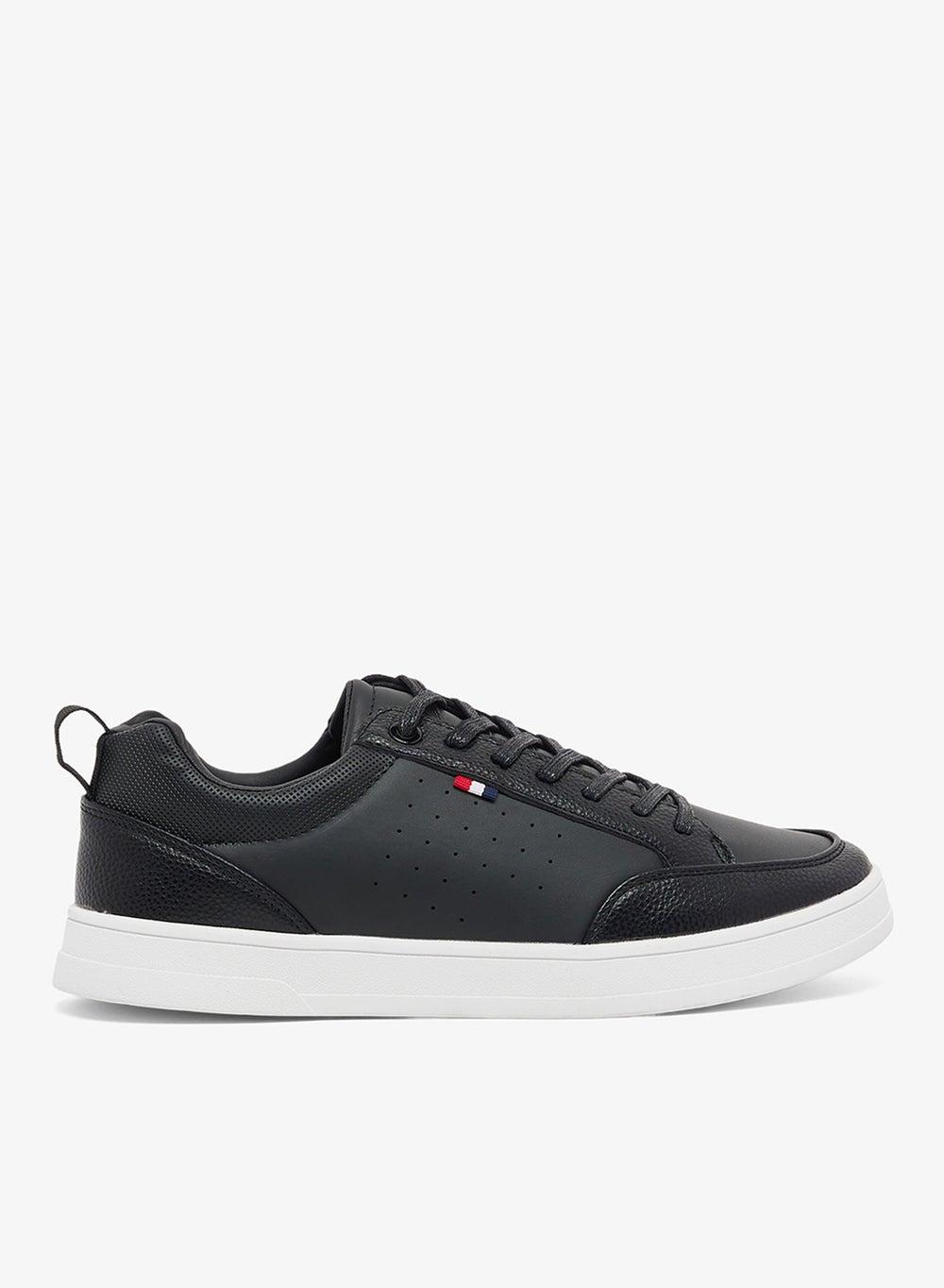 S05 Black Webbing Detail Low-Top Sneakers for Men - Image 1