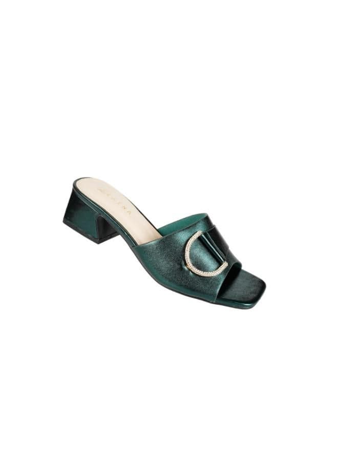 Zayna 221-177 Elegant Green Block Heel Sandals for Ladies - Image 1