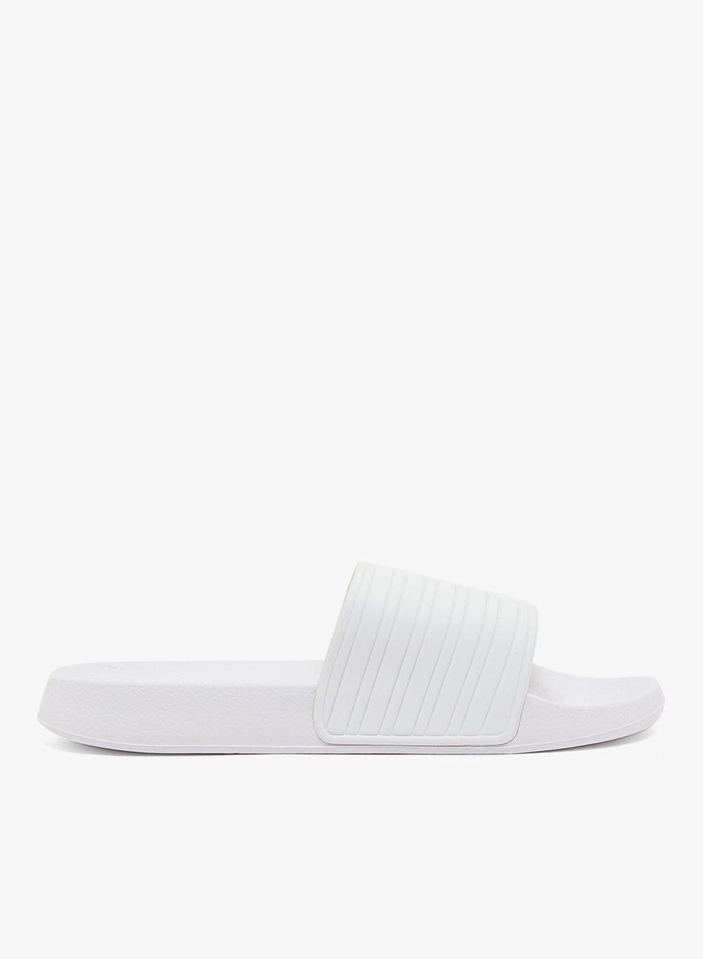 Mslp25812 Elegant White Striped Slides for Men - Image 1
