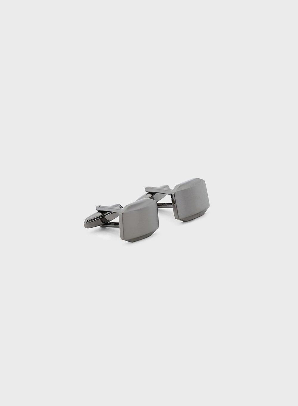 Robert Wood Angular Silver-Tone Cufflinks with Gift Box - Image 1