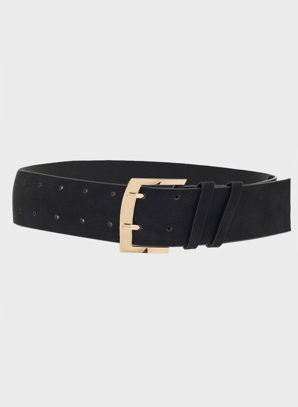 Elegant Ginger Wide Belt with Gold Buckle Accent - Image 1