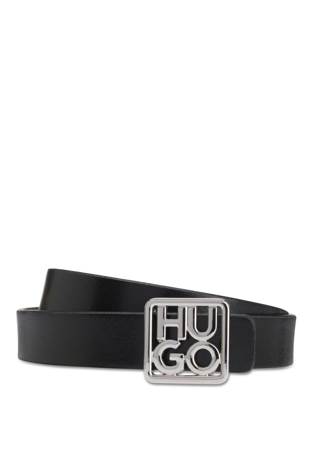 HUGO Women's Italian-Leather Reversible Belt with Logo Buckle - Image 1