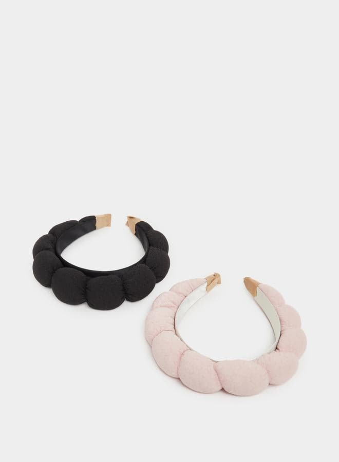 Styli Textured Pompom Headband Duo for Women - Image 1