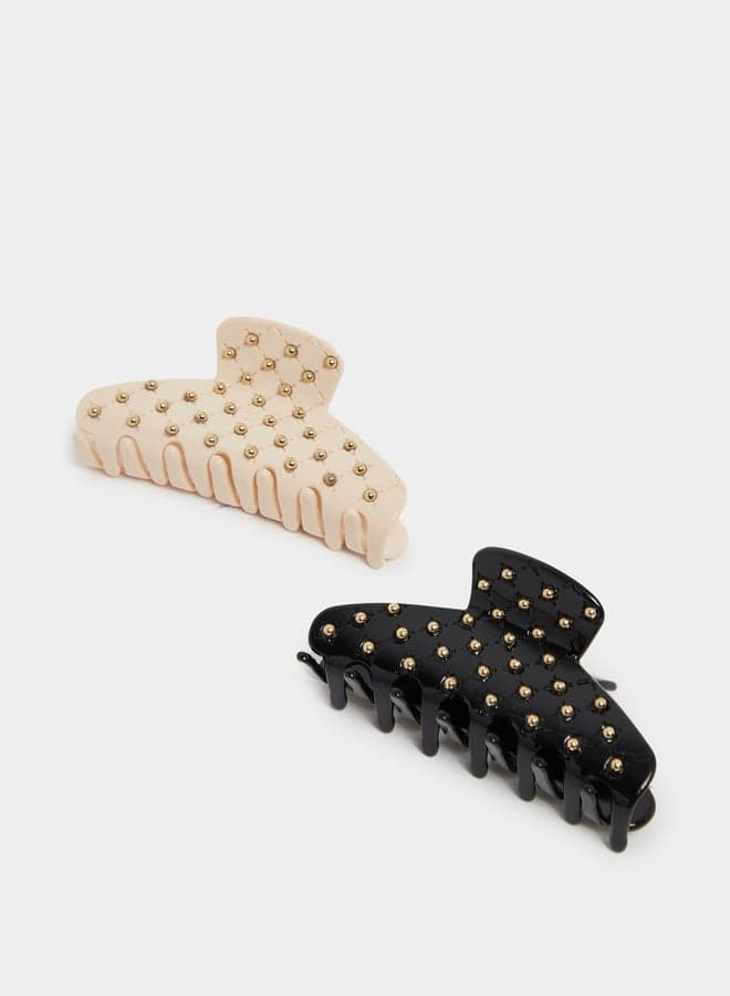 Styli Embellished Hair Claw Duo for Women - Image 1