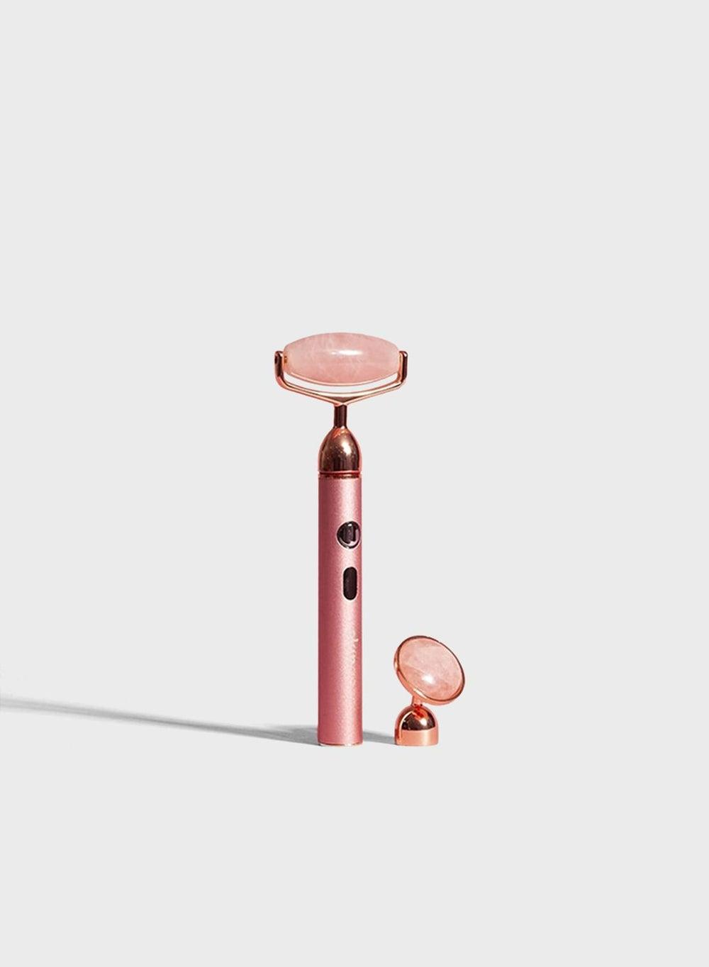 Vibrating Rose Quartz Facial Roller – Skin Toning Magic - Image 1