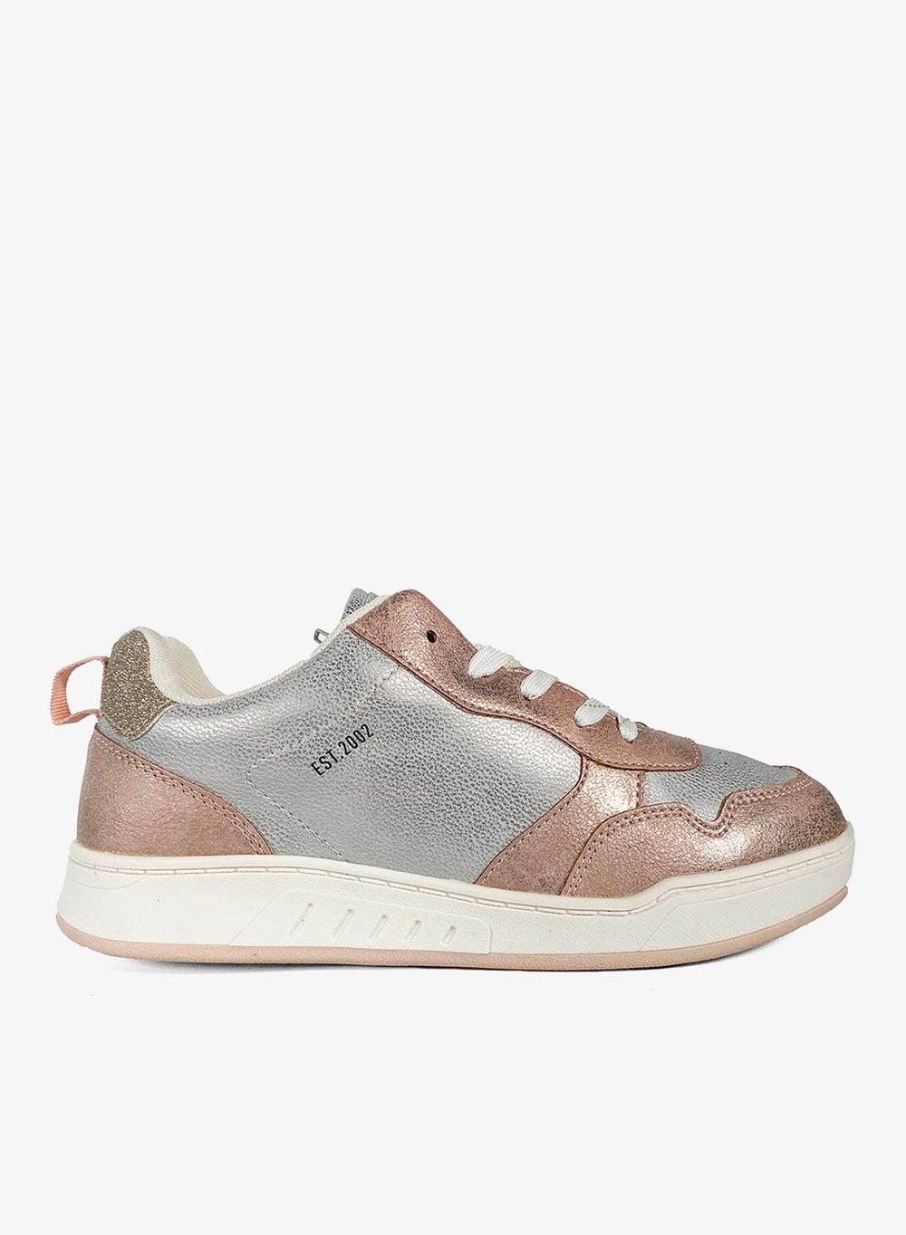 Elegant Women's Metallic Low-Top Lace-up Sneakers - Image 1