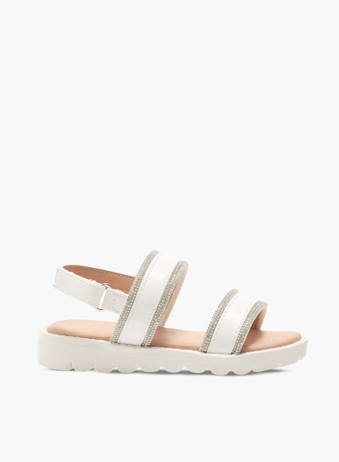 Lm59Twhite Elegant Girls' White Embellished Sandals - Image 1