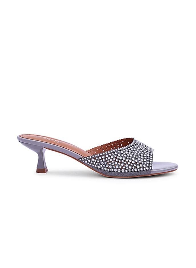 Chic Light Grey Heel Mules for a Sophisticated Style - Image 1