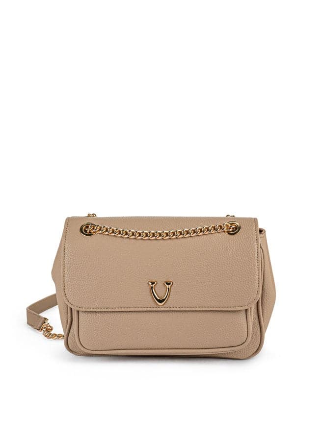 Vincci Elegance: Brown Chain-Detailed Shoulder Bag - Image 1