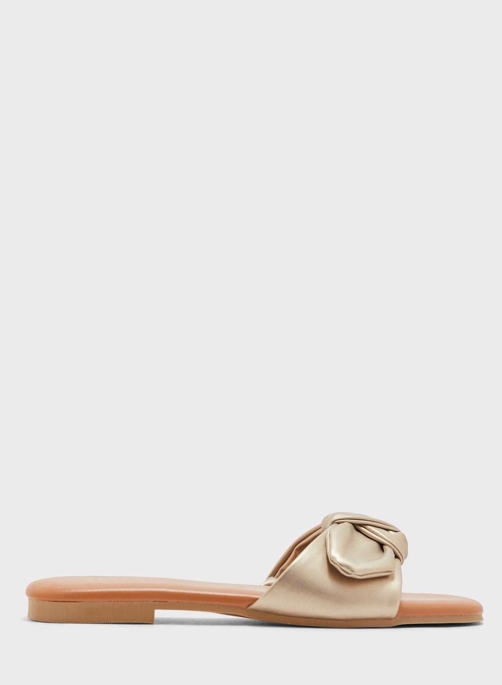 Vincci Vi20330196 Elegant Gold Square Toe Flat Sandals - Image 1
