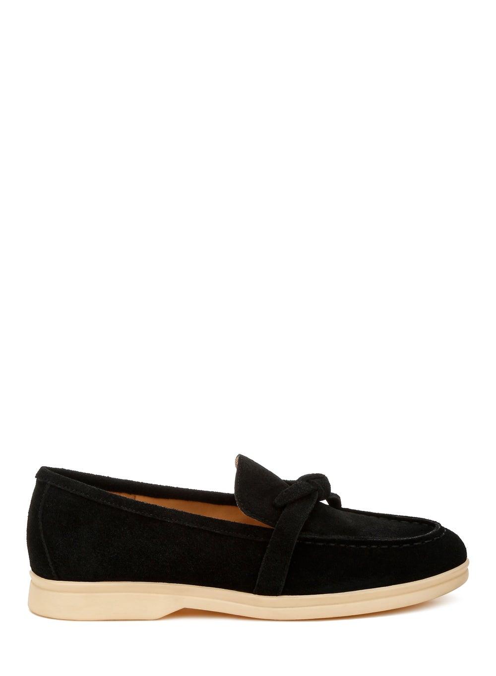Sh4827 Black Suede Loafers: Elegance Tied with Comfort - Image 1