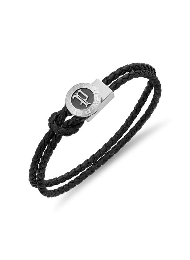 POLICE 180 Infiniti Double Black Leather Men's Bracelet - Image 1
