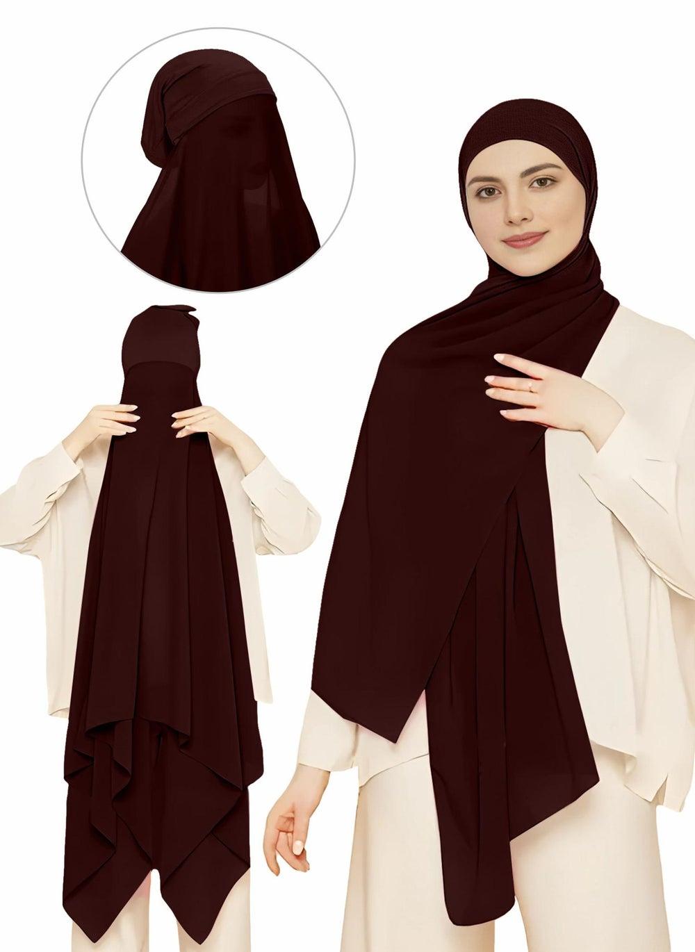 NUKHBAA Root Beer Instant Hijab Wrap HC14 - Pullover Elegance - Image 1