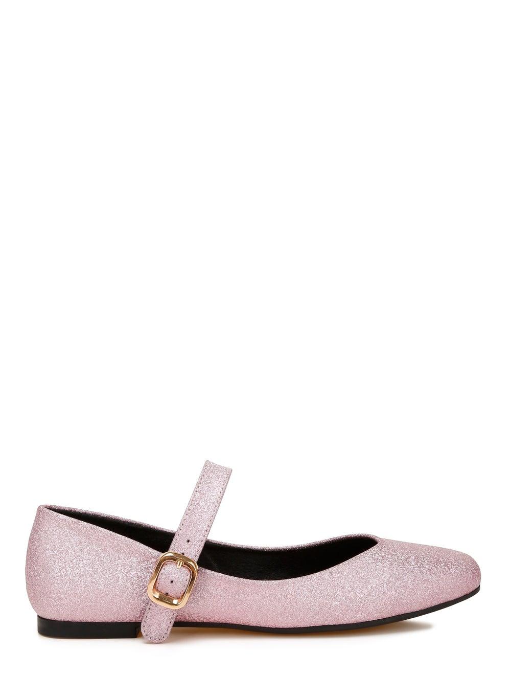 Sh5008 Pink Glitter Pin Buckle Ballerinas: Elegance Redefined - Image 1