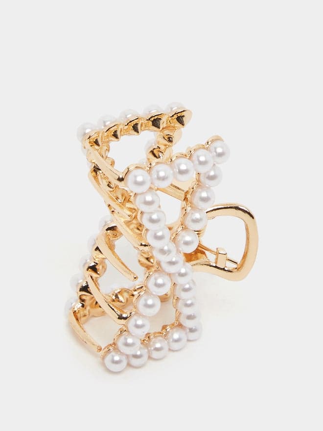 Styli Embellished Gold Hair Claw – Sophisticated Accessory - Image 1