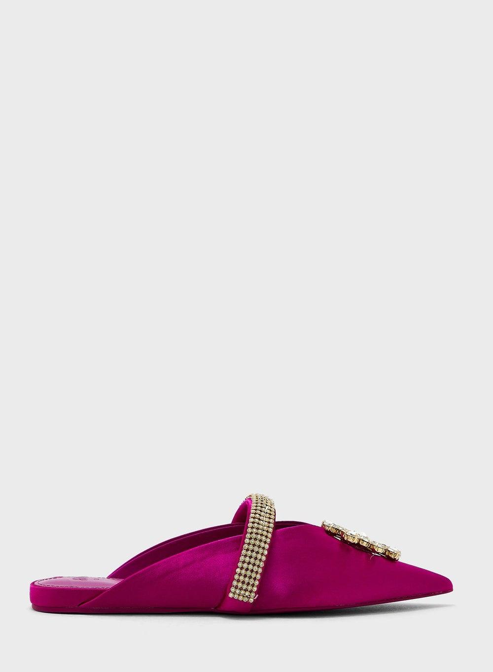 Elegant Purple Pointed Toe Satin Mules #1148792237 - Image 1