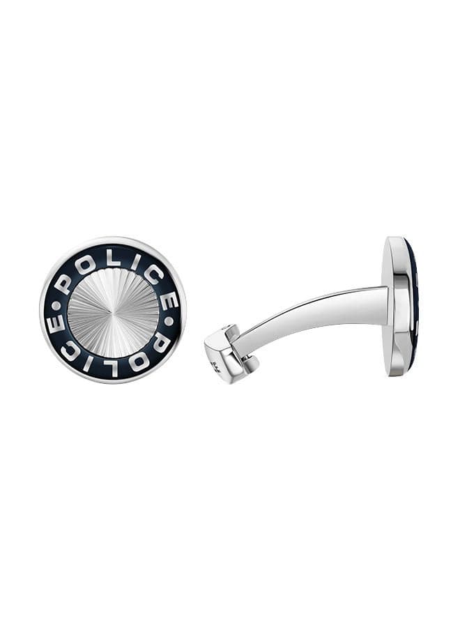 POLICE Stainless Steel Cufflinks PEAGC0034603 - Silver & Blue Elegance - Image 1
