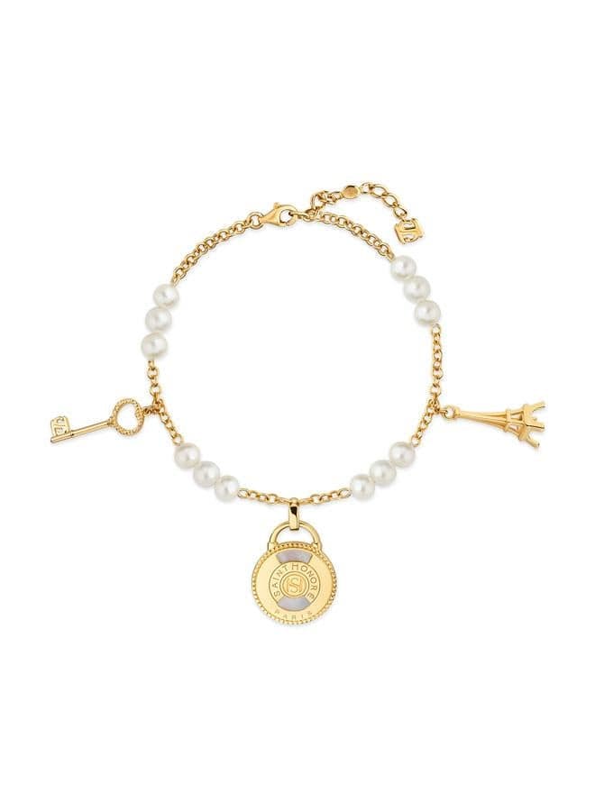 Saint Honore Paris Zoe Elegant Gold-Plated Pearl Bracelet - Image 1