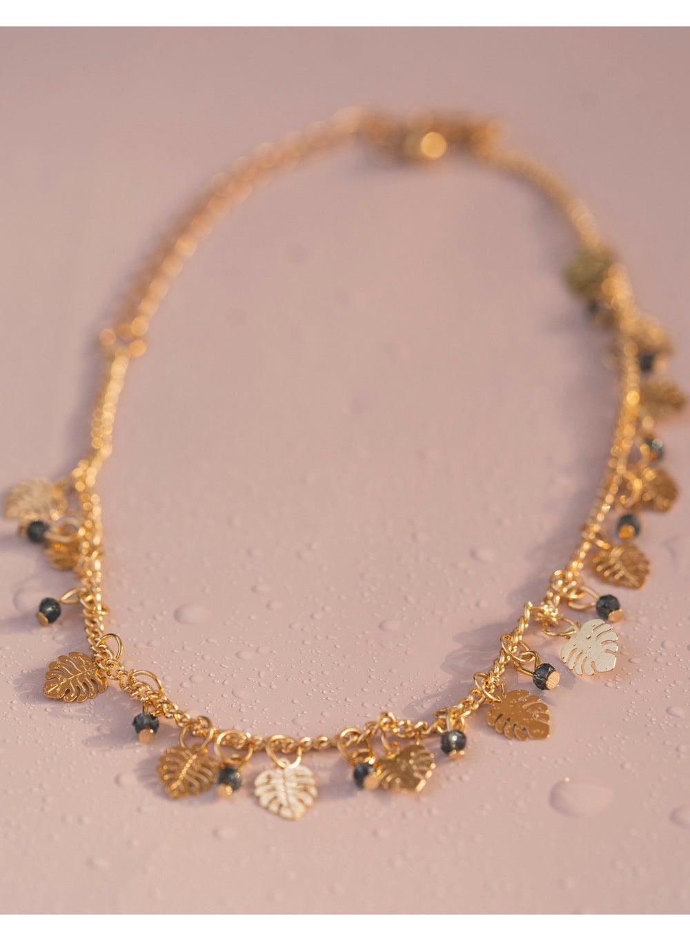 AMICA Gold-Tone Leaf Charm Ladies Anklets - Image 1