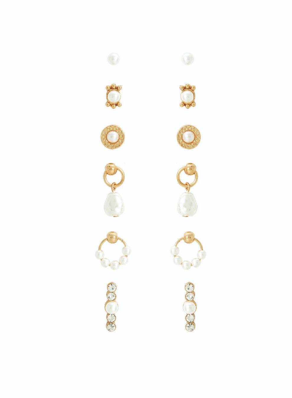 AMICA Pearl Elegance: Assorted 6-Pair Earring Set - Image 1