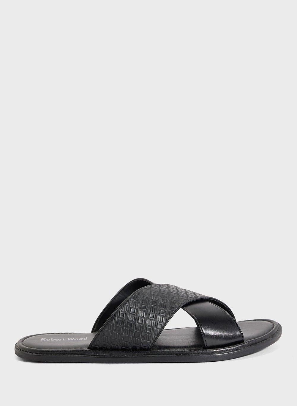 Mk Cl74 Premium Black Cross Strap Arabian Sandals - Image 1