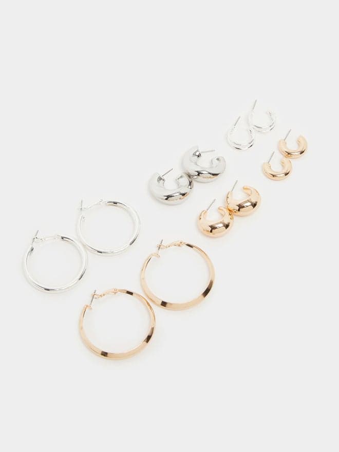 Styli Essential Earrings - Elegant Set of 6 Hoops - Image 1