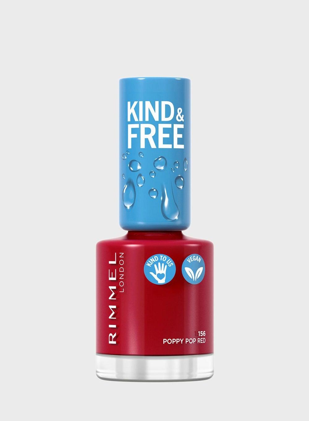 Rimmel 156 Poppy Pop Red Kind & Free Nail Polish, 8ml - Image 1