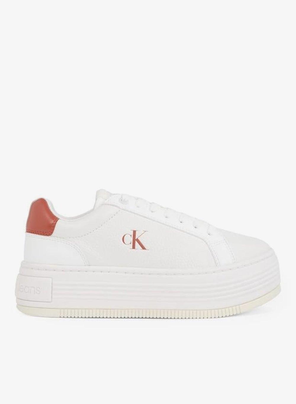 Calvin Klein Jeans FLATFORM LACE LOW Classic White Trainers - Image 1