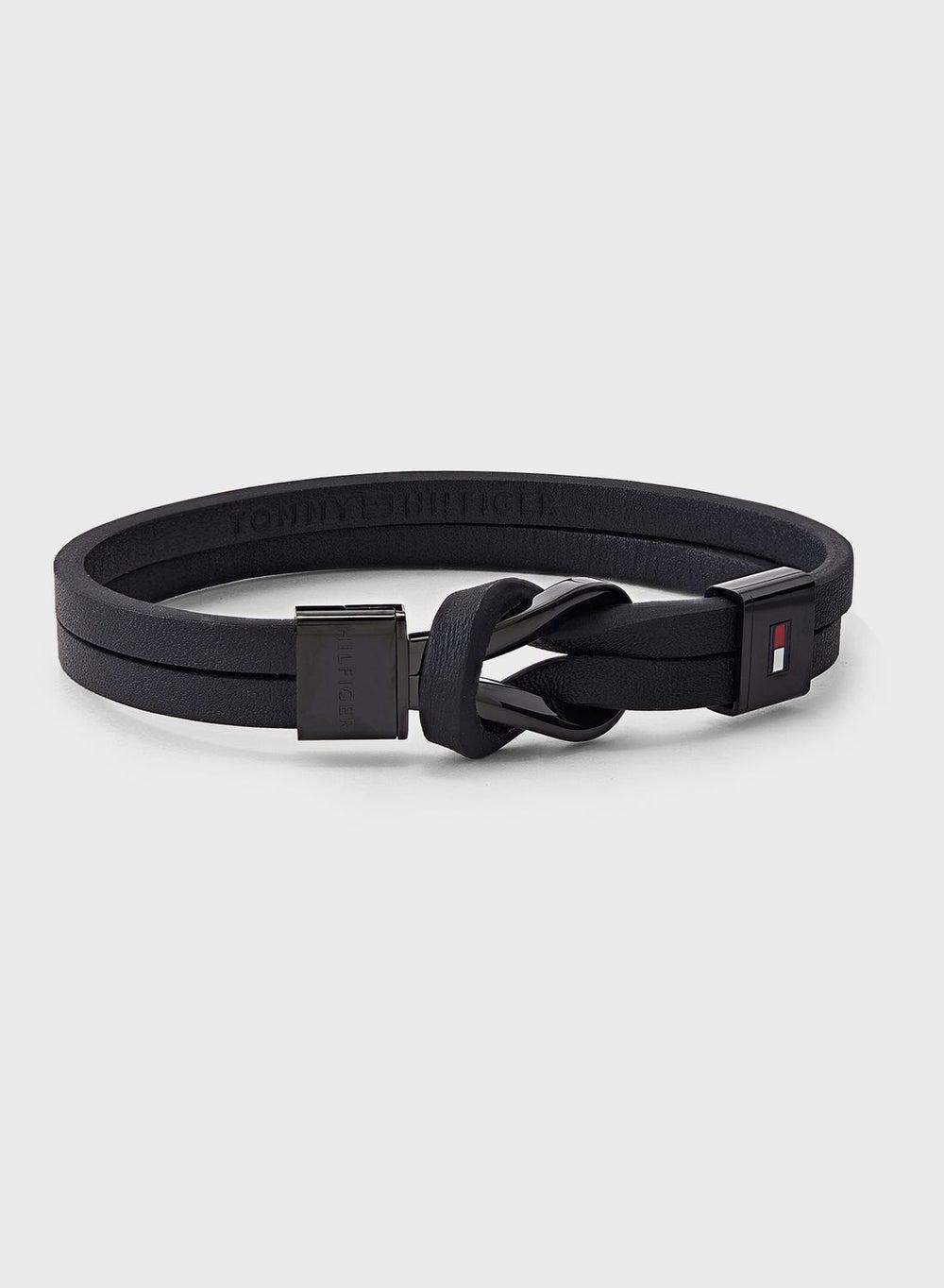 TOMMY HILFIGER Men's Braided Leather Knot Bracelet - Image 1